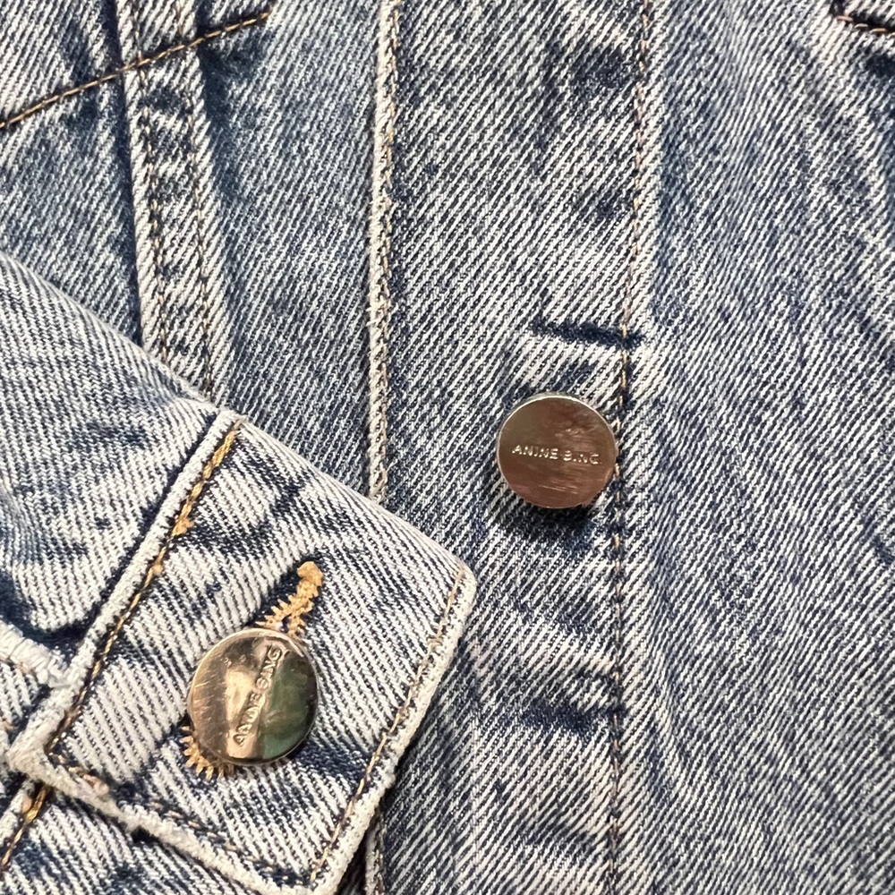 Anine Bing Light Blue Distressed Denim Jacket - Picture 10 of 12